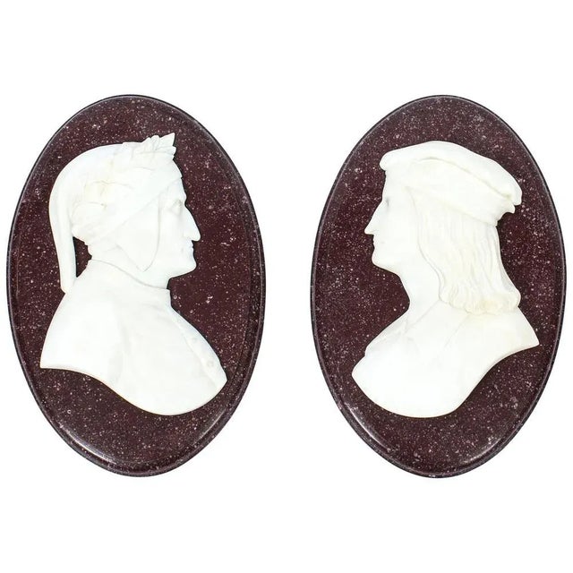 Antique Italian Marble Profile Plaques of Virgil & Dante, 19th-Century, Set of 2 For Sale - Image 8 of 8