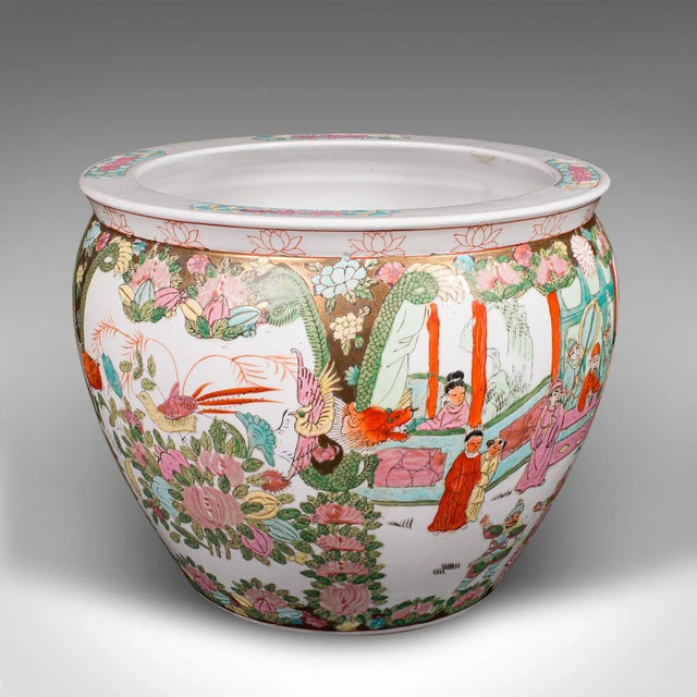 This is a vintage decorative jardiniere. A Chinese, ceramic fish bowl planter, dating to the late Art Deco period, circa...