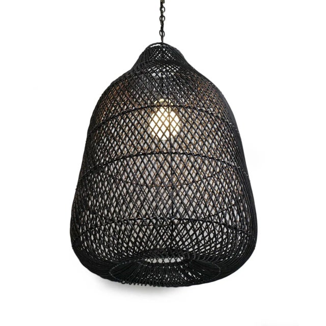 Beautiful black wicker bottle shaped pendant lantern. Open bottom for direct downward light makes this a great choice for...