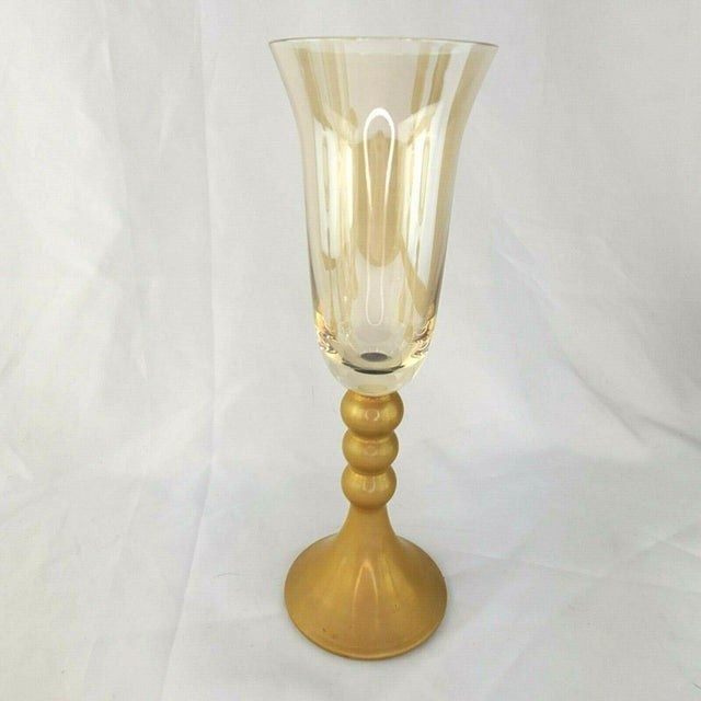 Glass Late 20th Century Bombay Glass Decanter Set 6 Glasses Gold Frosted Stems Made in Poland For Sale - Image 7 of 13