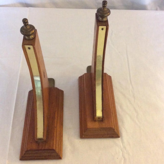 1980s Pine and Brass Bookends - a Pair For Sale - Image 6 of 6