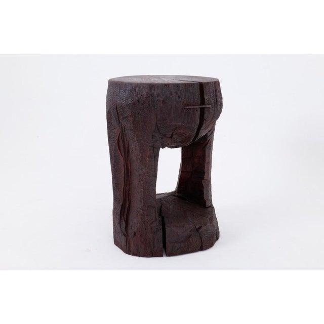 Hand-Carved Sculptural Hardwood Side Table by Logniture For Sale - Image 12 of 18