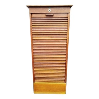 Antique Danish Oak Tambour Archive Cabinet from S.M.V. Silkeborg, 1920s For Sale
