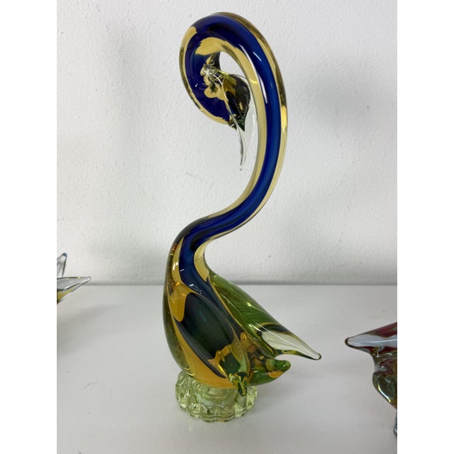Swans in Submerged Polychrome Murano Glass in the style of Cenedese, 1970, Set of 4 For Sale - Image 13 of 18