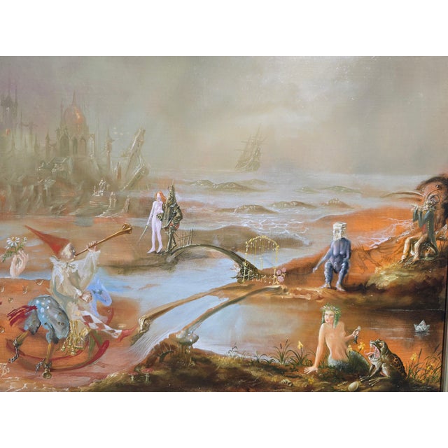 Tomasz Steifer, Surrealist Landscape with Figures, Oil on Panel, Framed For Sale - Image 3 of 14