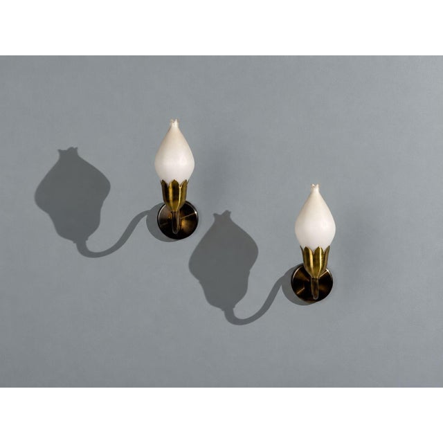 1950s Mid-Century Modern Fog & Mørup, Wall Lights, Brass, Glass - a Pair For Sale - Image 4 of 10
