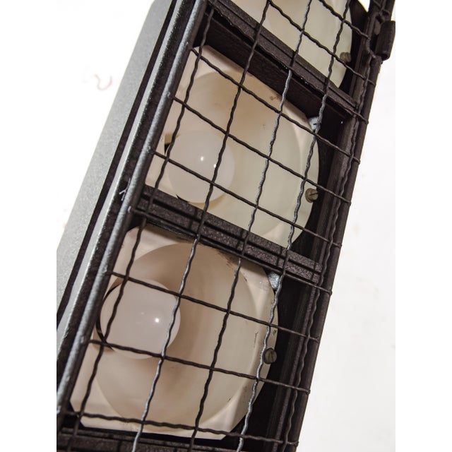 Mid-Century Black with Wire Grille Theatre Batten Light from Siemens, Germany, 1960s For Sale - Image 4 of 15