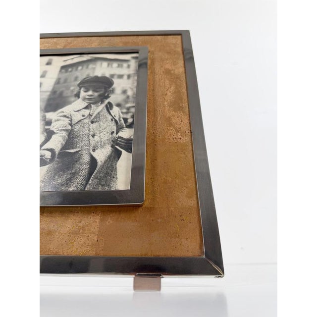 Brown Large Italian Rectangular Picture Frame in Chrome, Acrylic Glass and Cork, 1970s For Sale - Image 8 of 18
