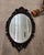 1970s Dark Wooden Oval Mirror and Console Table With Marble Top Pair For Sale In Atlanta - Image 6 of 11