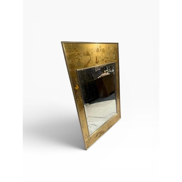 Chinoiserie 1980s LaBarge Chinoiserie Églomisé Mirror For Sale - Image 3 of 10
