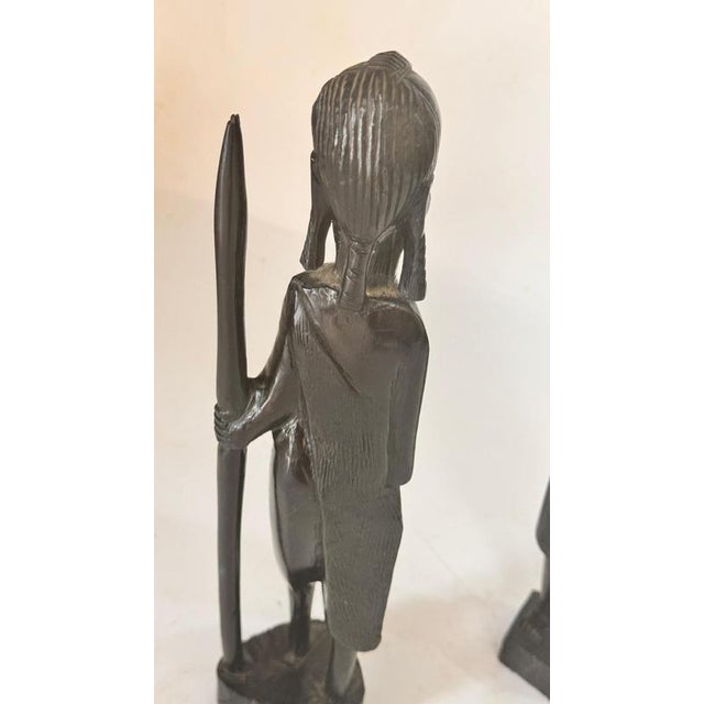African Sculptures in Heavy Hardwood, Set of 2 For Sale - Image 13 of 15