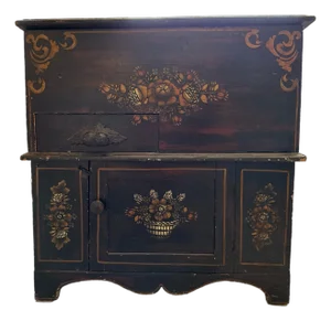 Late 18th Century Early American Painted Sugar Chest With Floral Decoration
