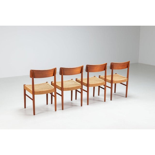 Wood Danish Dining Chairs in Teak and Paper Cord, Denmark, 1960, Set of 4 For Sale - Image 7 of 16