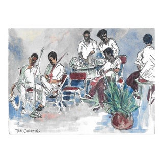 1950s Ivy Attwell the Corsairs Band Watercolor For Sale