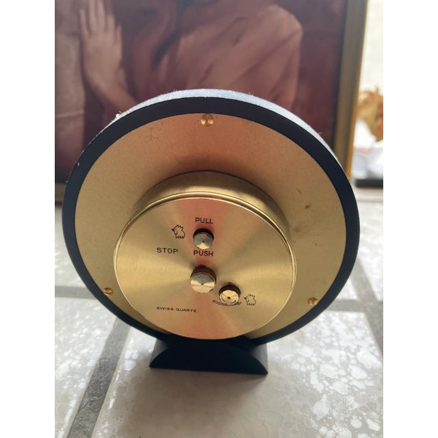 Vintage 1990s Black and gold accents Tiffany alarm clock. Tiffany clocks have fine Swiss movement. In working condition...