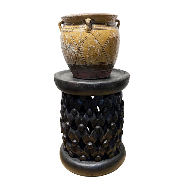 Black Vintage Lg Tribal Nobility Bamileke Spider Stool/Table Cameroon 17" H For Sale - Image 8 of 9