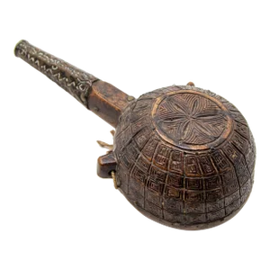 Antique African Moroccan Tribal Wood Flask 19th C.
