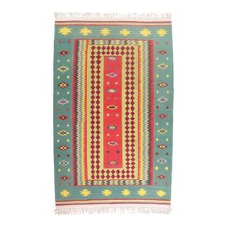 Vintage Indian Dhurrie Rug, 10'00 X 15'11 For Sale