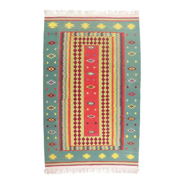 Vintage Indian Dhurrie Rug, 10'00 X 15'11 For Sale