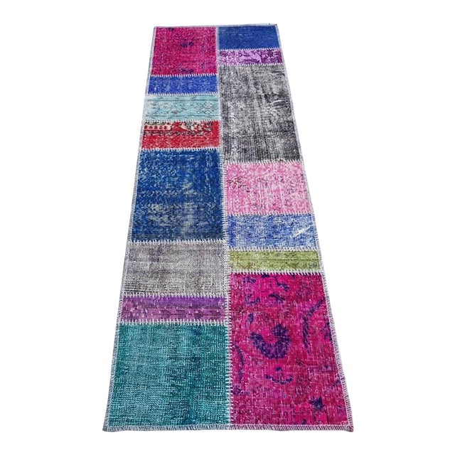 Mid 20th Century Green & Pink Handnotted Runner For Sale