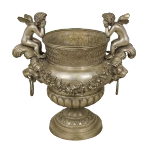 Large Bronze Silver Finish Neoclassical Garden Urn