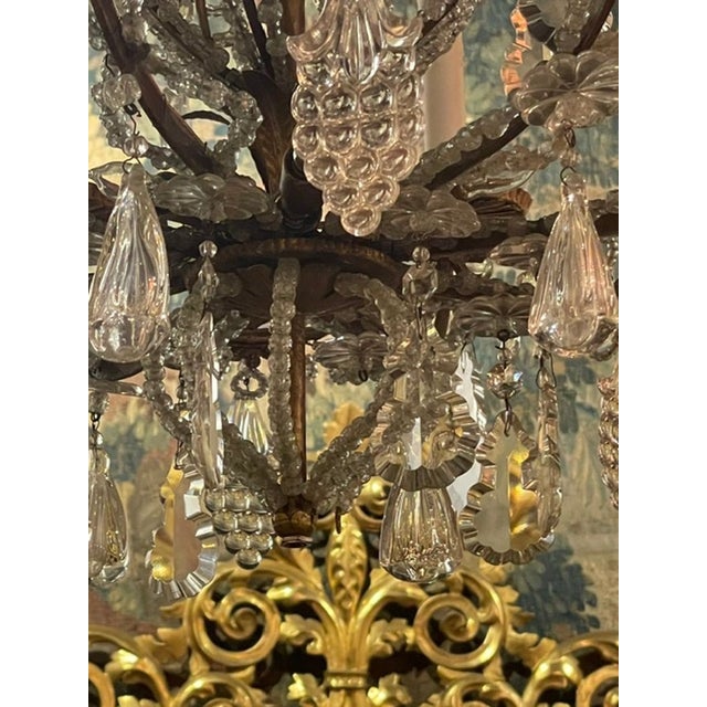 19th C. Italian Bronze and Crystal Chandelier For Sale - Image 4 of 9