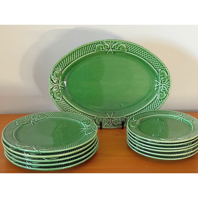 Ceramic Bordallo Pinheiro 'Rabbit Green' Serving Platter | Portugal Art Pottery For Sale - Image 7 of 8