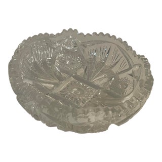 1800's Antique Glass Candy Dish - Hobstar Sawtooth Pattern For Sale