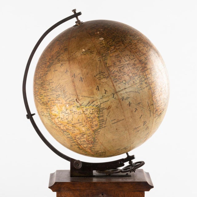 Wood Antique Napoleon III Clock with Globe For Sale - Image 7 of 14