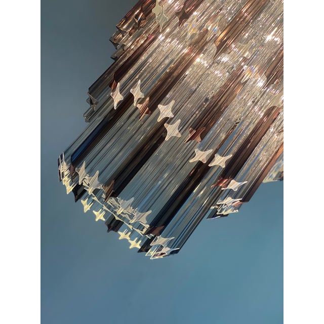 2020s Contemporary Quadriedro Fumè and Clear Murano Glass Chandelier For Sale - Image 5 of 9