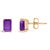 Contemporary 14K Yellow Gold 6x4MM Emerald Shaped Amethyst Solitaire Stud Earrings For Sale - Image 3 of 5