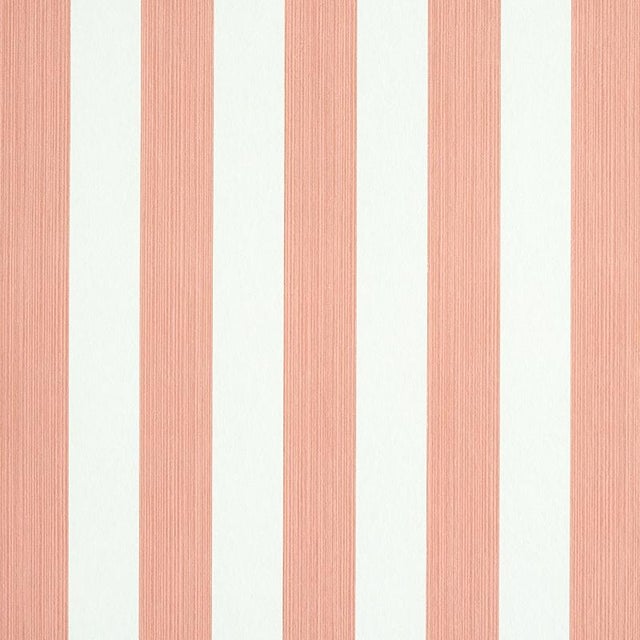 Schumacher Edwin Stripe Medium Wallpaper in Pink For Sale