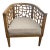 Mid-Century Modern Organic Lattice Teak Barrel Chair With Linen Cushion For Sale