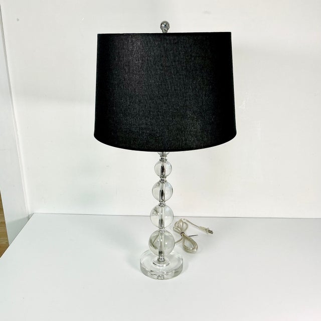 Metal 1980s Vintage Contemporary Modern Round Lucite Stacking Balls Table Lamp For Sale - Image 7 of 13