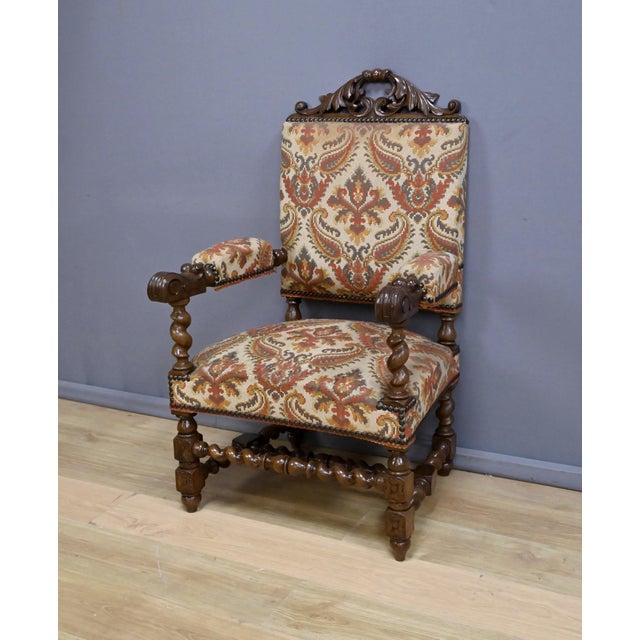 Early 20th Century Louis XIII Oak Armchair For Sale - Image 3 of 18