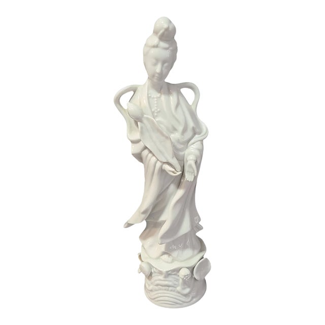 Vintage Blanc De Chine Porcelain Humco Kwan Yin Guanyin Asian Figurine For Sale