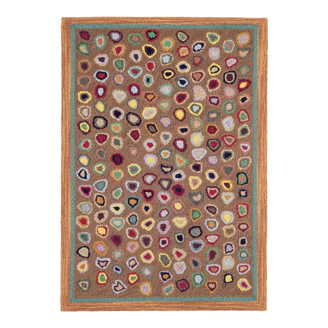 Dash & Albert by Annie Selke Cat's Paw Brown Micro Hooked Wool Rug, 4' x 6' For Sale