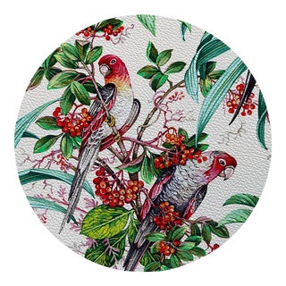 Nicolette Mayer Parrot Passion Red 16" Round Pebble Placemats, Set of 4 For Sale