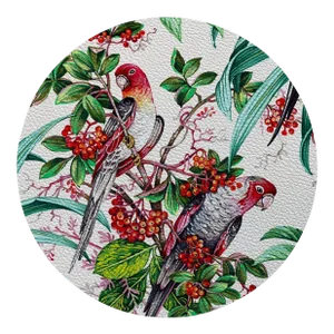 Nicolette Mayer Parrot Passion Red 16" Round Pebble Placemats, Set of 4