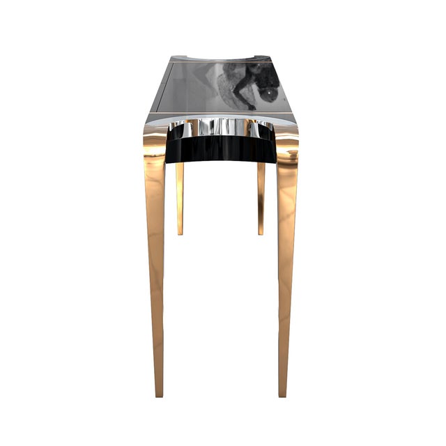 Not Yet Made - Made To Order "Paradosso" Credenza With Stainless Steel and Bronze For Sale - Image 5 of 7