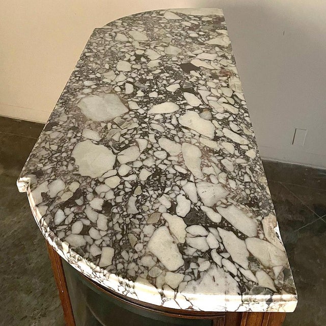 19th Century French Louis XVI Walnut Marble Top Parisian Display Buffet For Sale - Image 14 of 15