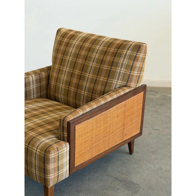 Vintage Plaid & Cane Lounge Chair For Sale - Image 9 of 18