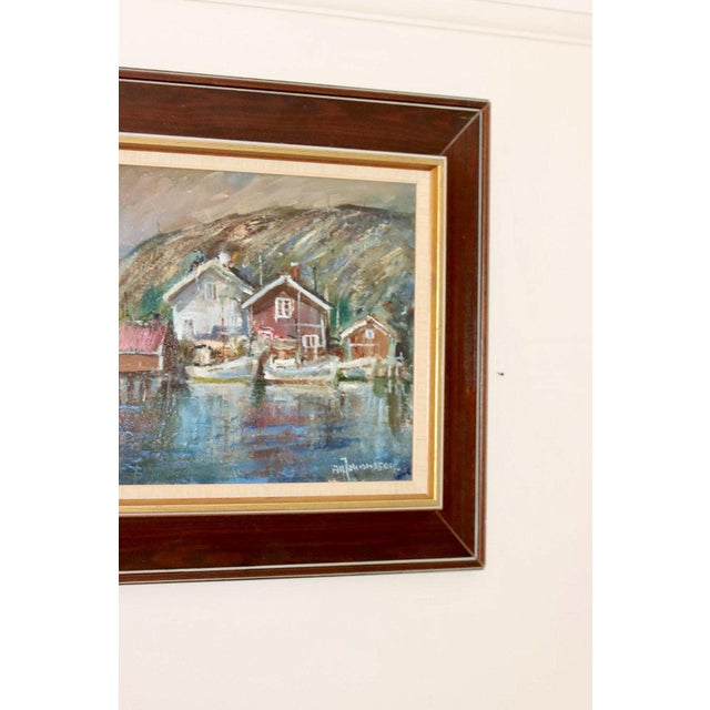 Alf Johansson, Boats, Bohuslän, Oil on Canvas For Sale - Image 7 of 10