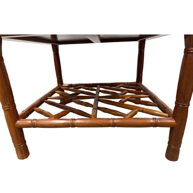 Wood Mid 20th Century Pair of Vintage Chinese Carved Rosewood Night Stand/End Table For Sale - Image 7 of 13