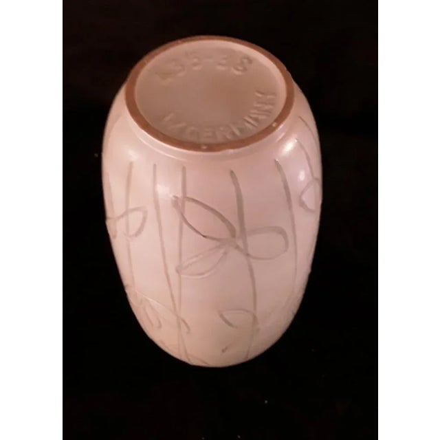 Vintage German White Ceramic Vase with Beige Floral Decoration by Carstens, 1970s For Sale - Image 4 of 5