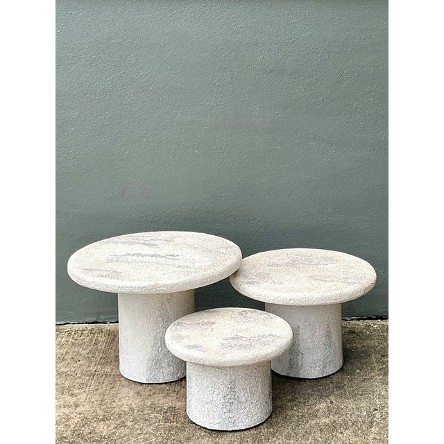 Stone Vintage Textured Faux Stone Side Tables For Sale - Image 7 of 12