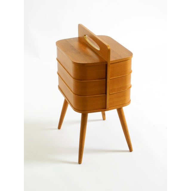 Brown Mid-Century Modern Teak Sewing Box with Hinged Compartments, 1950s For Sale - Image 8 of 18