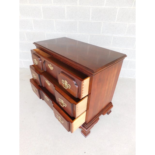 Coffee Statton Private Collection Oldtowne Cherry Block Front Chippendale Style Chest For Sale - Image 8 of 13