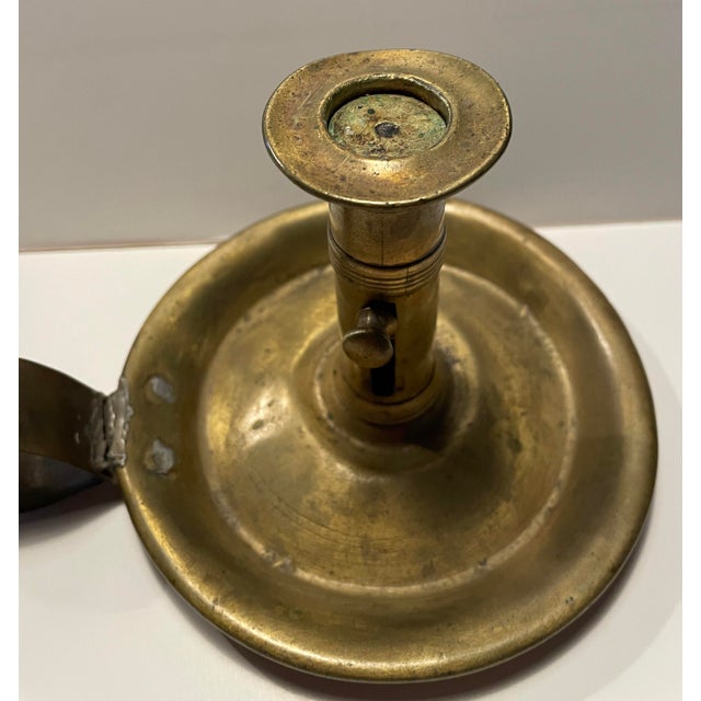 19th Century Antique English Brass Chamberstick For Sale - Image 5 of 8