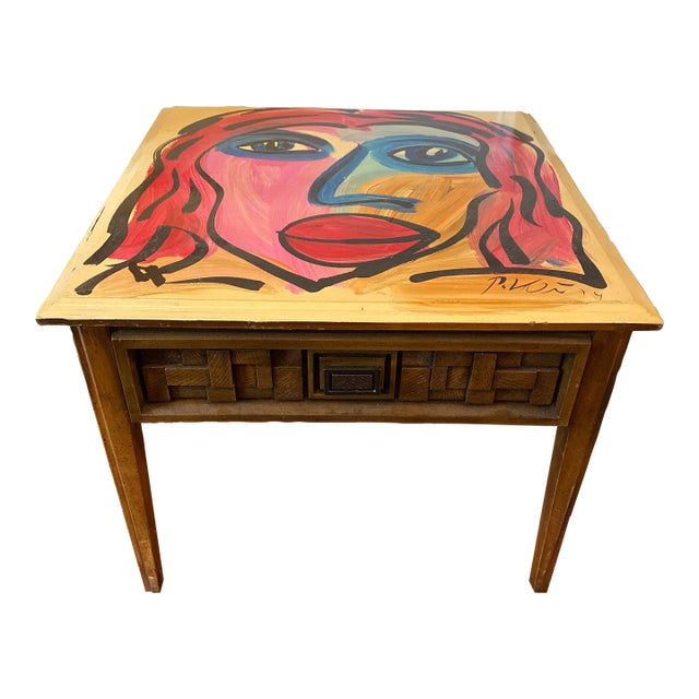 1970s Peter Keil Hand Painted Abstract Table For Sale